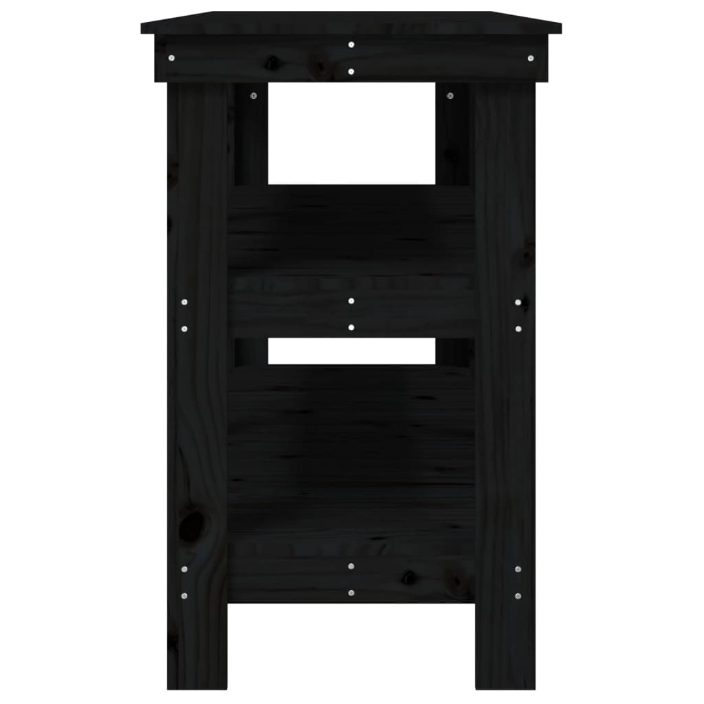 Banc de travail Noir 142,5x50x80 cm Bois de pin massif - Établis
