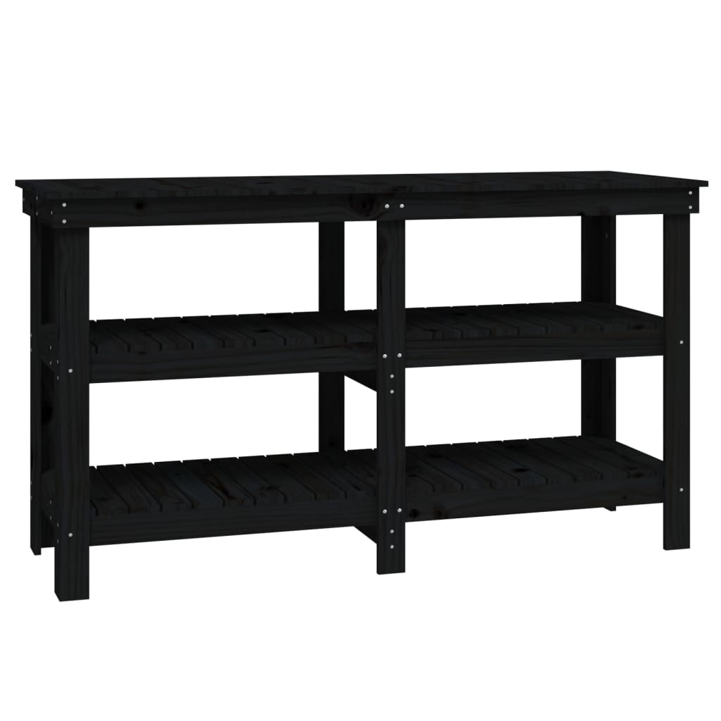 Banc de travail Noir 142,5x50x80 cm Bois de pin massif - Établis