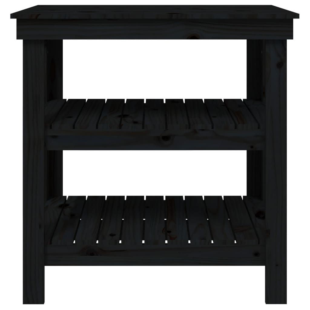 Banc de travail Noir 78,5x50x80 cm Bois de pin massif - Établis