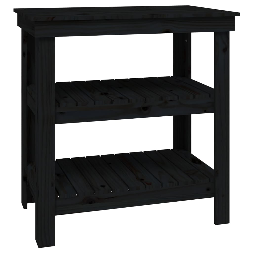 Banc de travail Noir 78,5x50x80 cm Bois de pin massif - Établis