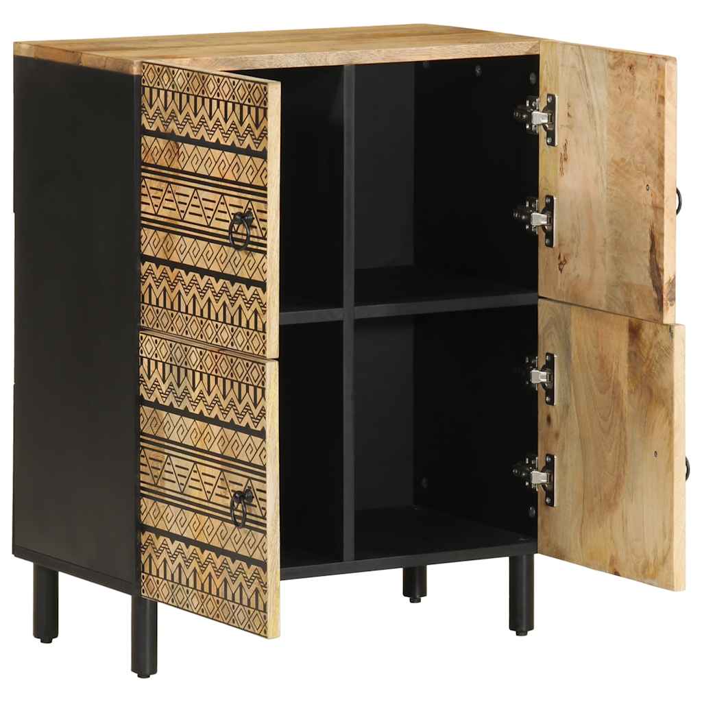 Buffet 60x33,5x75 cm bois de manguier brut massif - Fixations & meubles de rangement multimédia