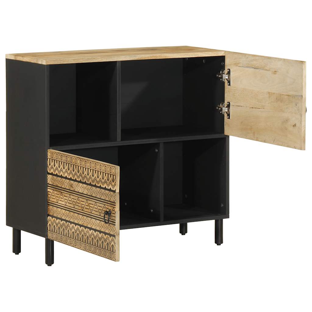 Buffet 80x33,5x75 cm bois de manguier brut massif - Fixations & meubles de rangement multimédia