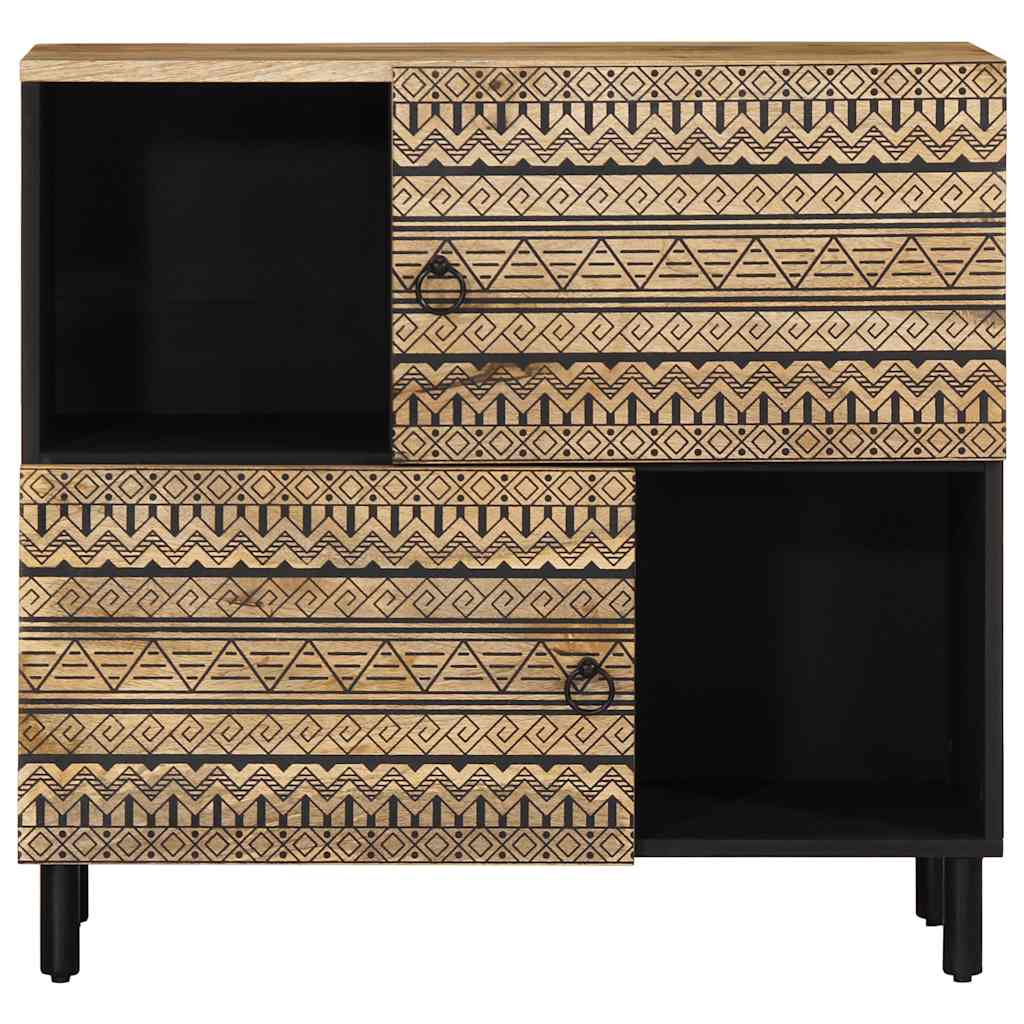 Buffet 80x33,5x75 cm bois de manguier brut massif - Fixations & meubles de rangement multimédia
