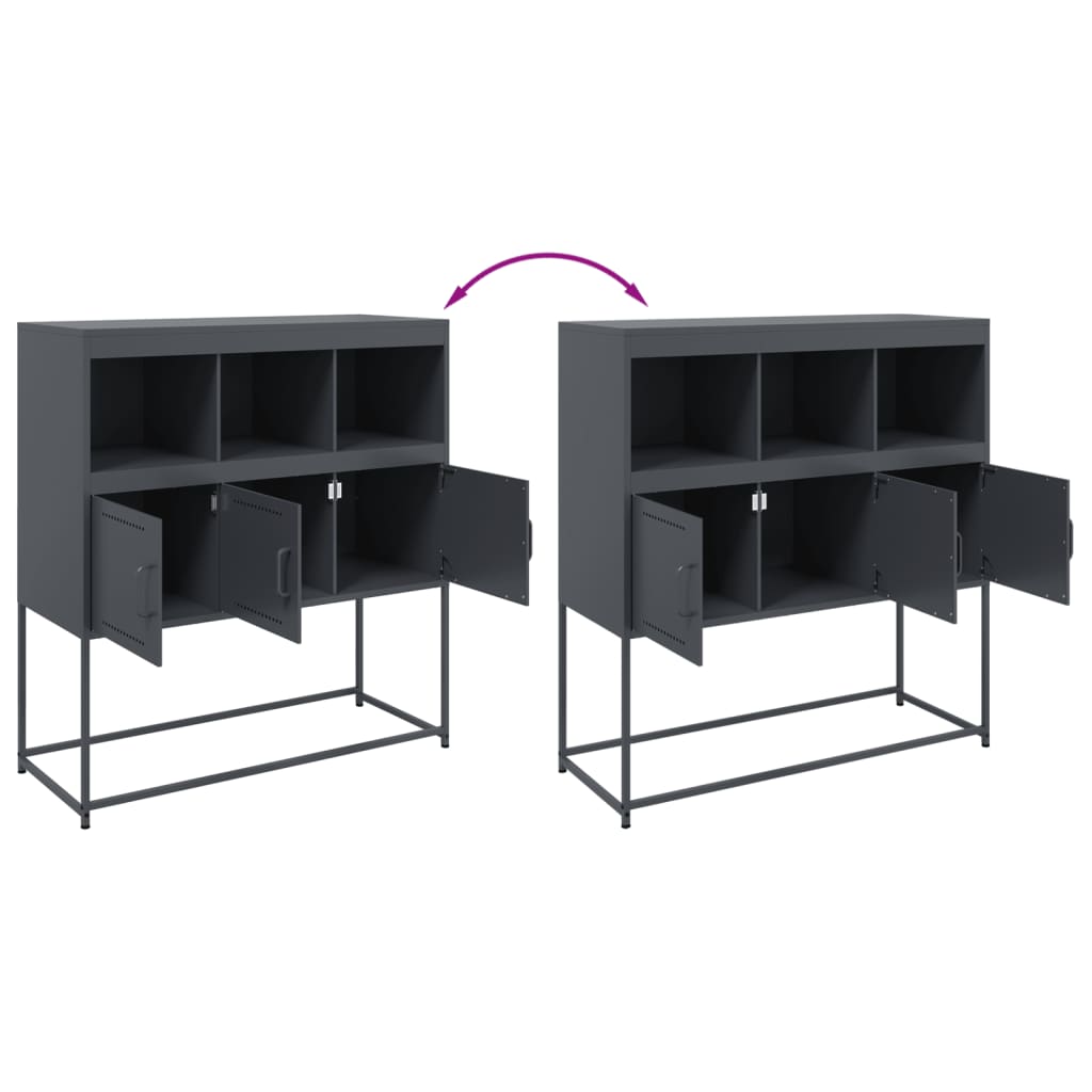 Buffet anthracite 100,5x39x107 cm acier - Buffets & bahuts