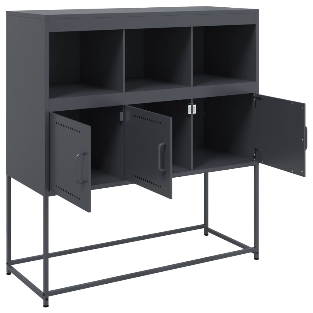 Buffet anthracite 100,5x39x107 cm acier - Buffets & bahuts