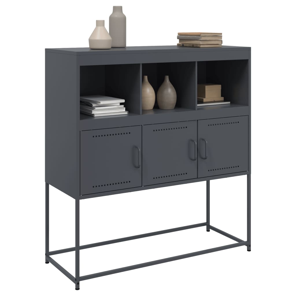 Buffet anthracite 100,5x39x107 cm acier - Buffets & bahuts