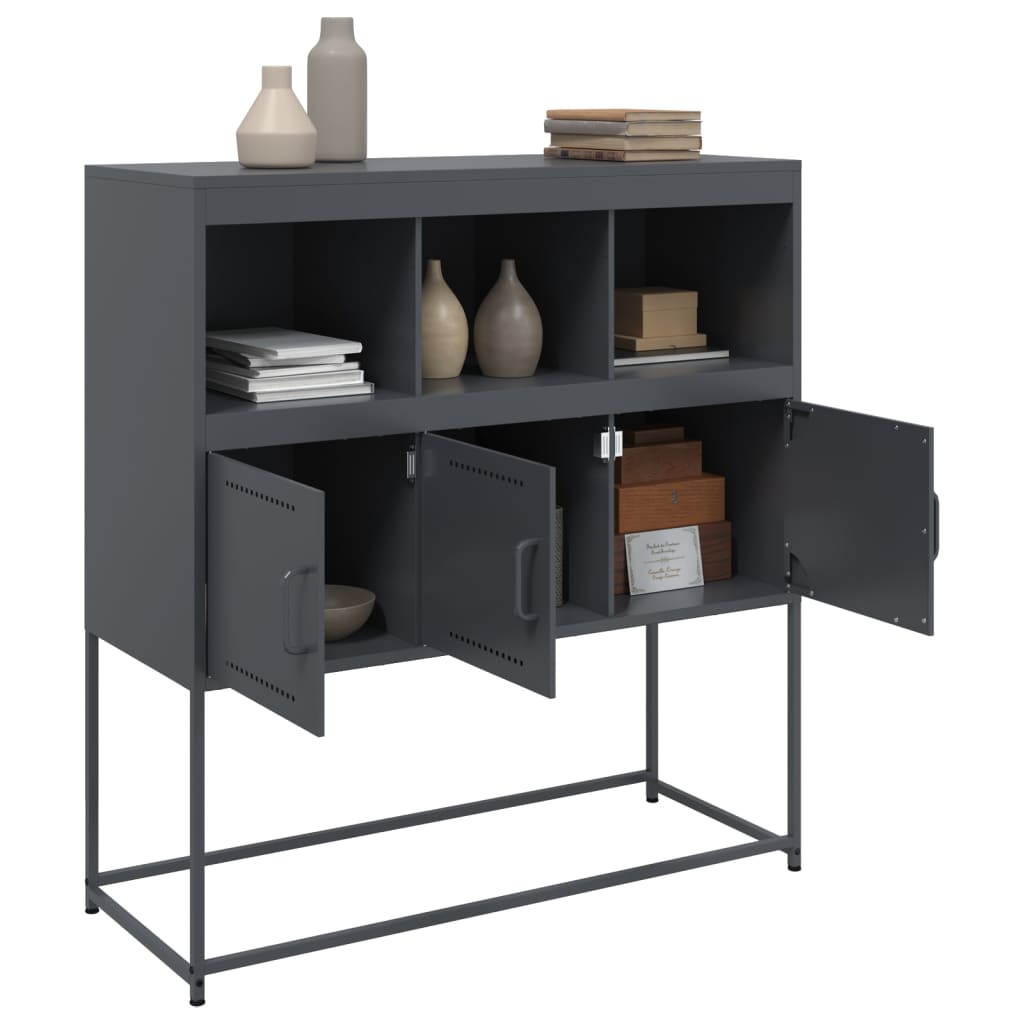 Buffet anthracite 100,5x39x107 cm acier - Buffets & bahuts