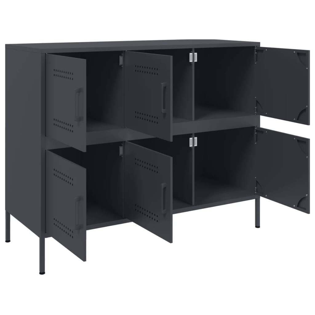 Buffet anthracite 100,5x39x79 cm acier - Buffets & bahuts