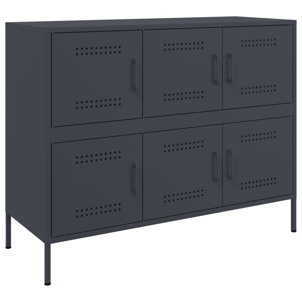 Buffet anthracite 100,5x39x79 cm acier - Buffets & bahuts