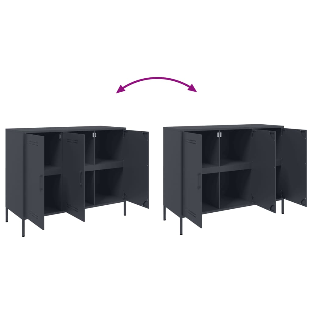 Buffet anthracite 100,5x39x79 cm acier - Buffets & bahuts