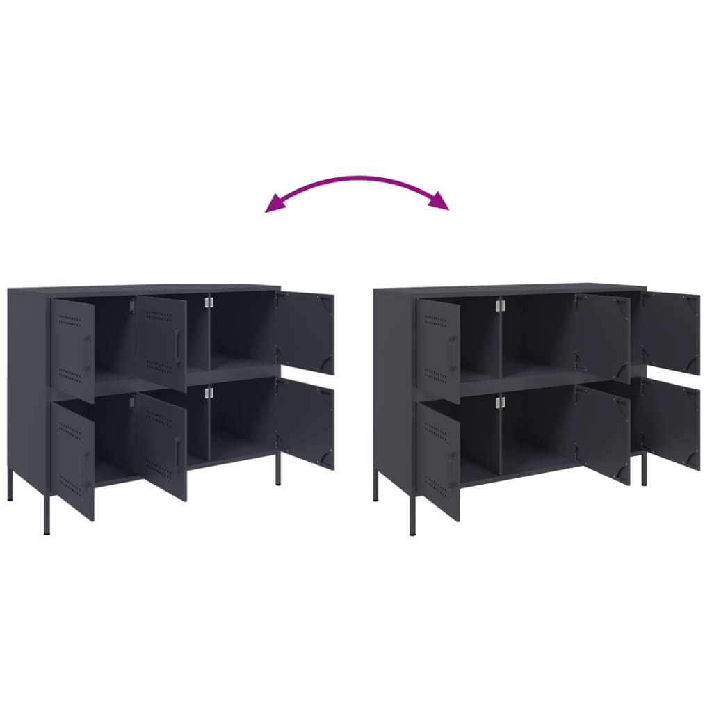 Buffet anthracite 100,5x39x79 cm acier - Buffets & bahuts