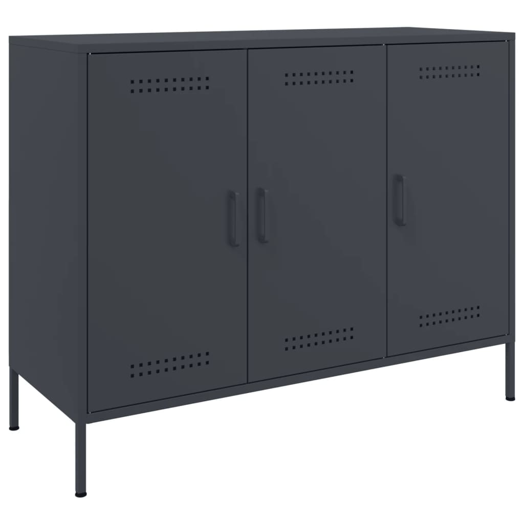 Buffet anthracite 100,5x39x79 cm acier - Buffets & bahuts