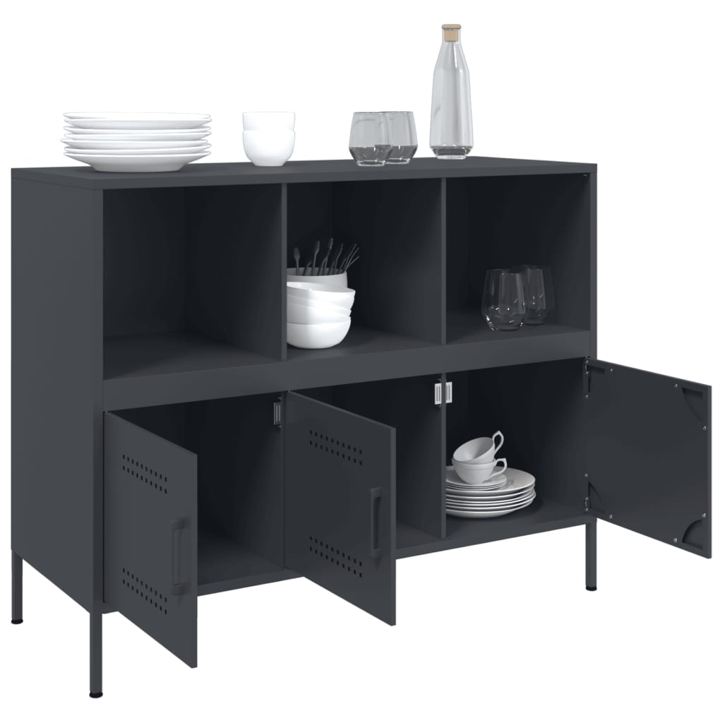 Buffet anthracite 100,5x39x79 cm acier - Buffets & bahuts