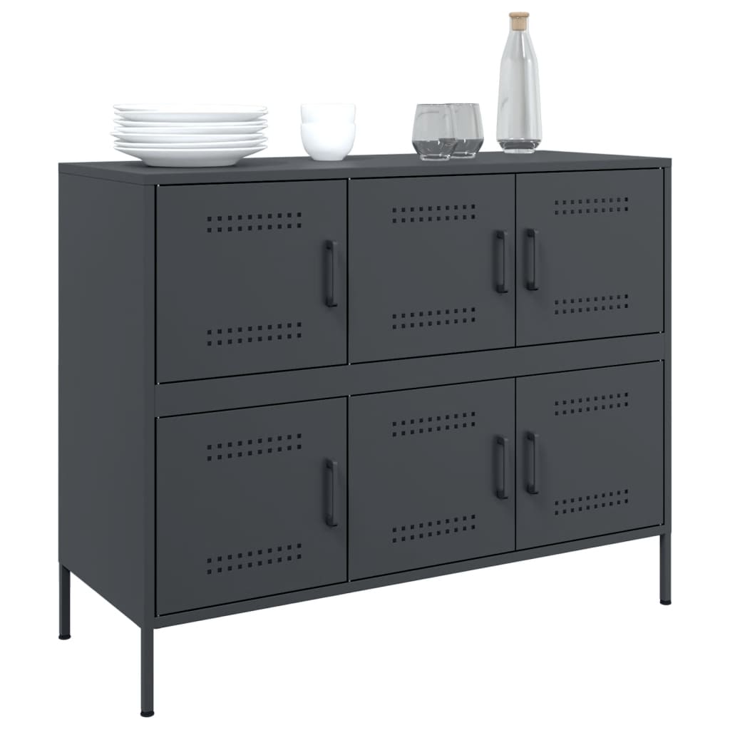 Buffet anthracite 100,5x39x79 cm acier - Buffets & bahuts