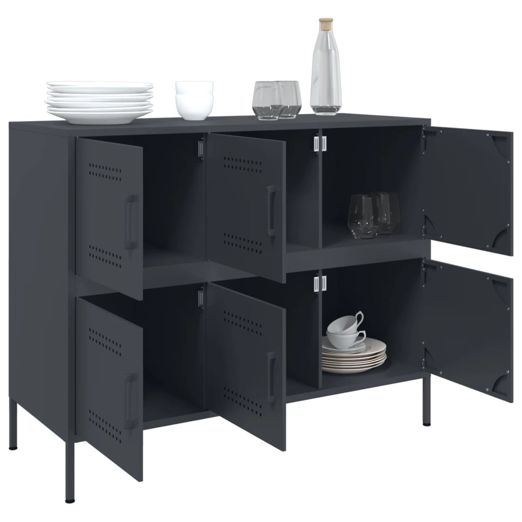 Buffet anthracite 100,5x39x79 cm acier - Buffets & bahuts