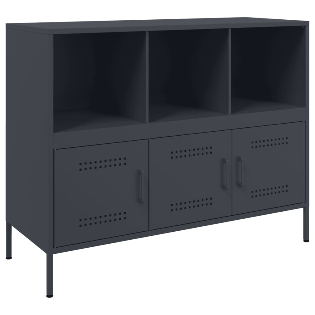 Buffet anthracite 100,5x39x79 cm acier - Buffets & bahuts