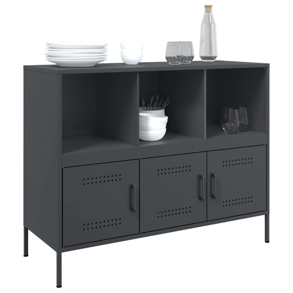 Buffet anthracite 100,5x39x79 cm acier - Buffets & bahuts