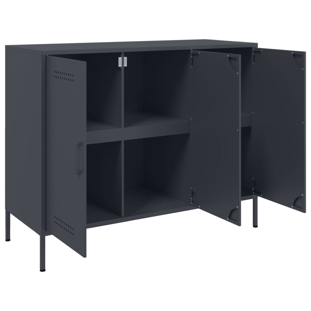 Buffet anthracite 100,5x39x79 cm acier - Buffets & bahuts