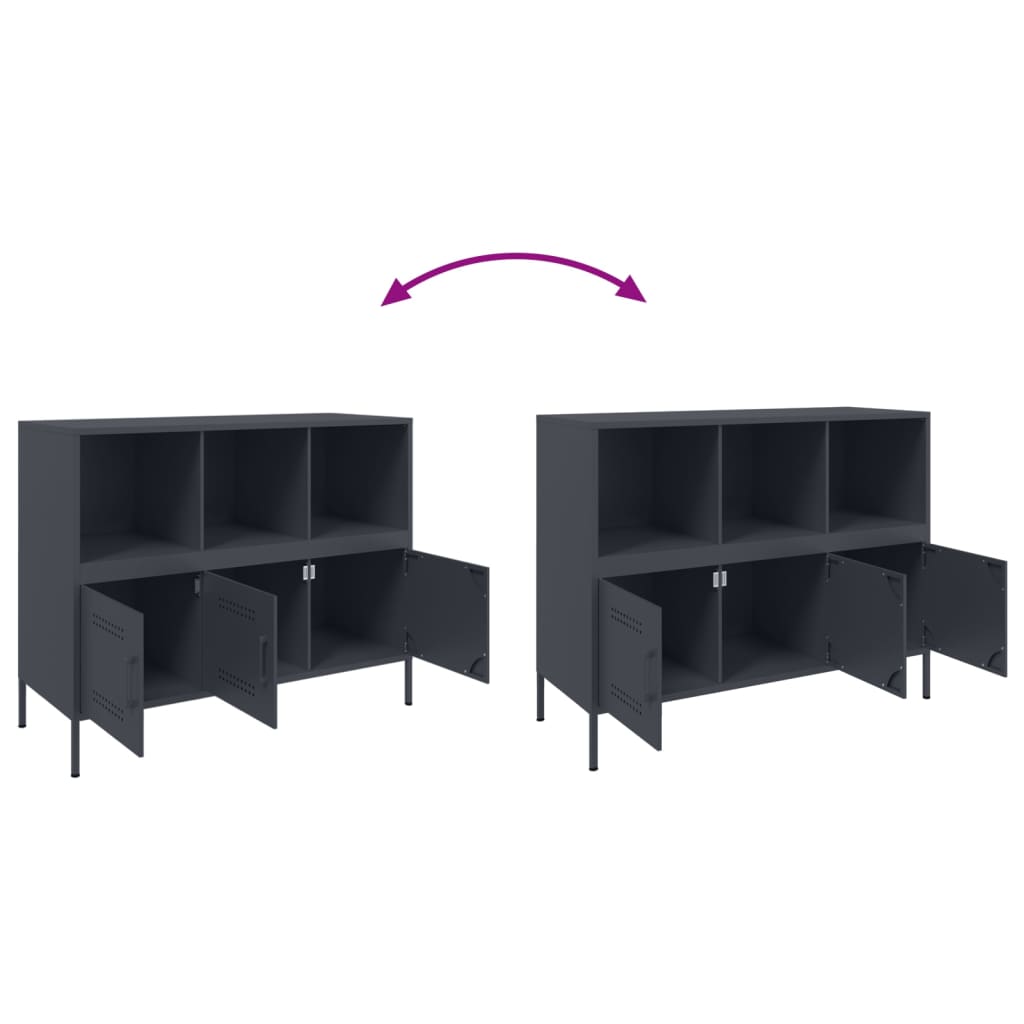 Buffet anthracite 100,5x39x79 cm acier - Buffets & bahuts