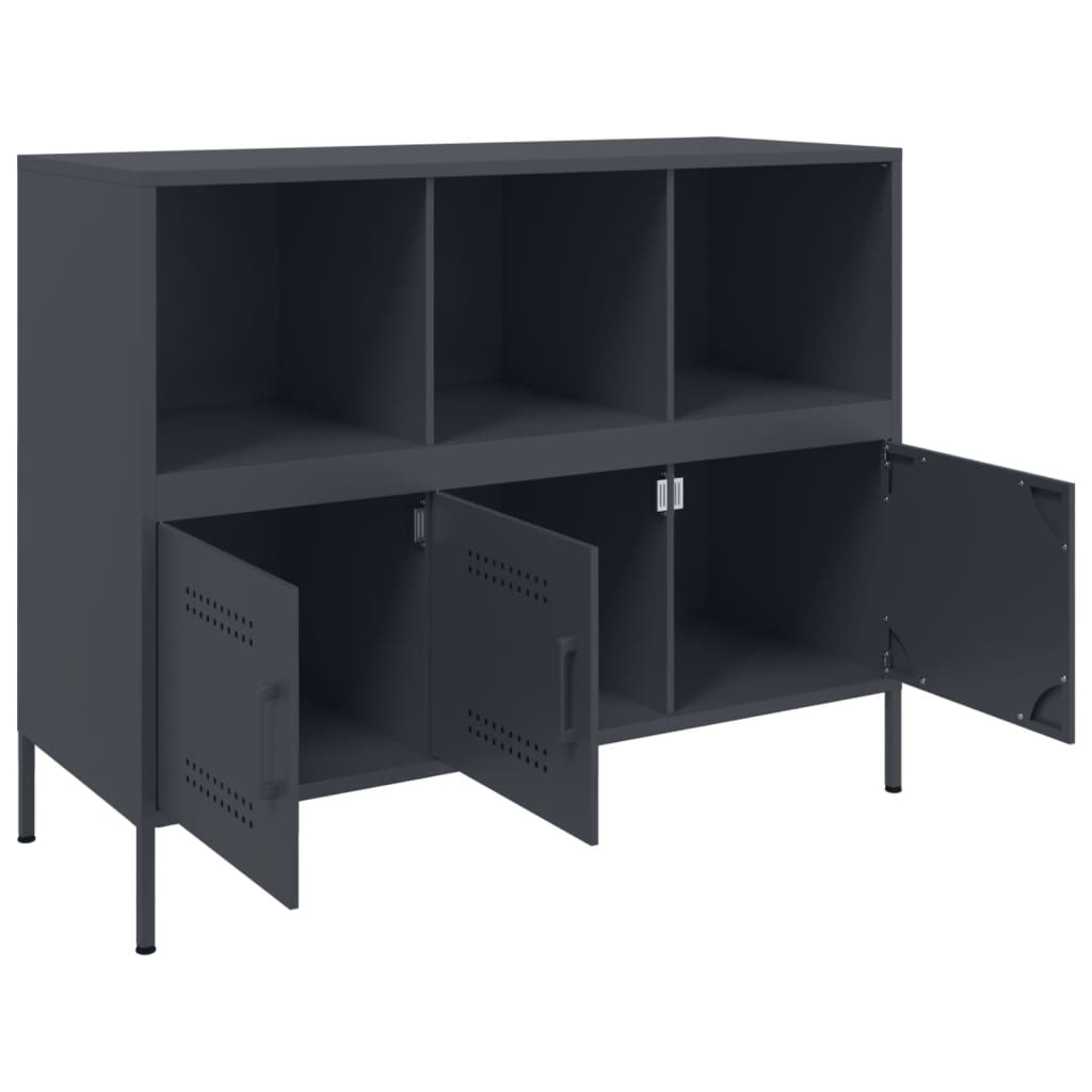 Buffet anthracite 100,5x39x79 cm acier - Buffets & bahuts