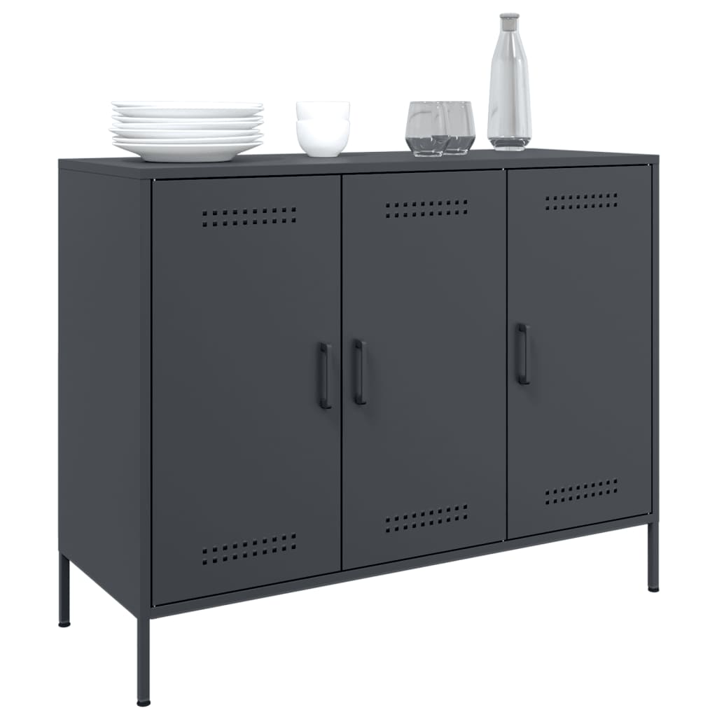 Buffet anthracite 100,5x39x79 cm acier - Buffets & bahuts