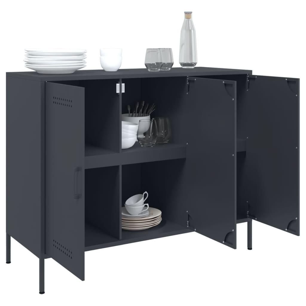 Buffet anthracite 100,5x39x79 cm acier - Buffets & bahuts