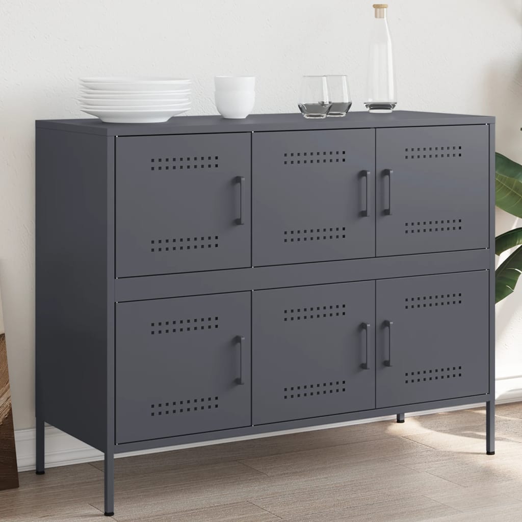 Buffet anthracite 100,5x39x79 cm acier - Buffets & bahuts