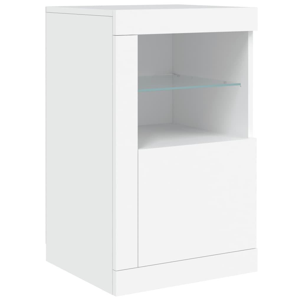 Buffet avec lumières LED blanc 142,5x37x67 cm - Buffets & bahuts