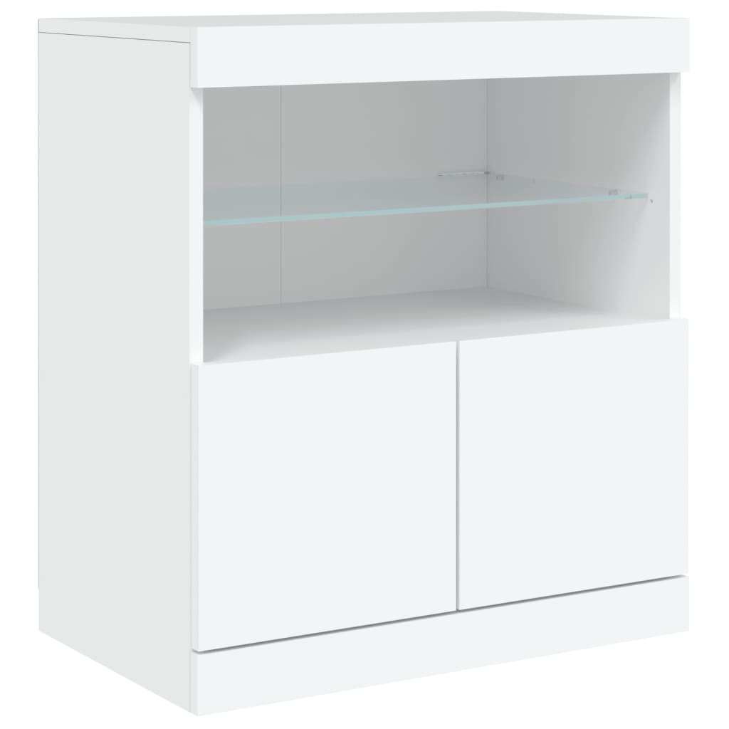 Buffet avec lumières LED blanc 142,5x37x67 cm - Buffets & bahuts