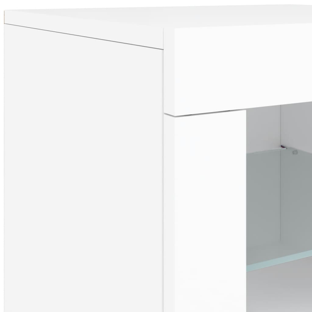Buffet avec lumières LED blanc 142,5x37x67 cm - Buffets & bahuts