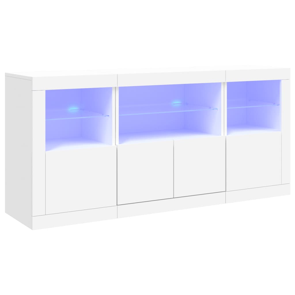 Buffet avec lumières LED blanc 142,5x37x67 cm - Buffets & bahuts