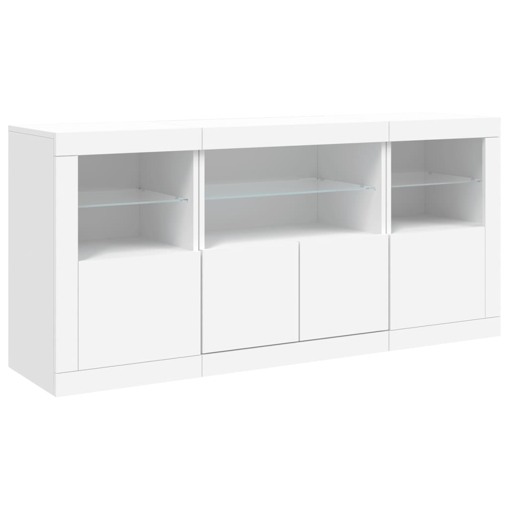 Buffet avec lumières LED blanc 142,5x37x67 cm - Buffets & bahuts