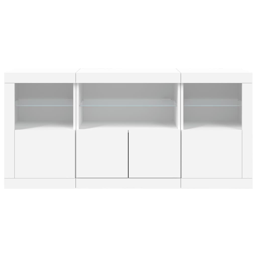 Buffet avec lumières LED blanc 142,5x37x67 cm - Buffets & bahuts