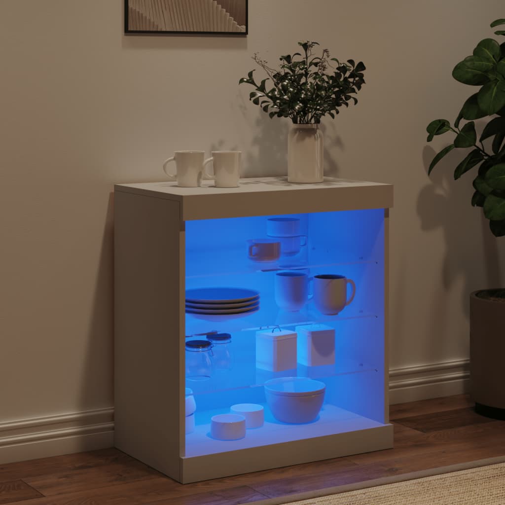 Buffet avec lumières LED blanc 60,5x37x67 cm - Buffets & bahuts