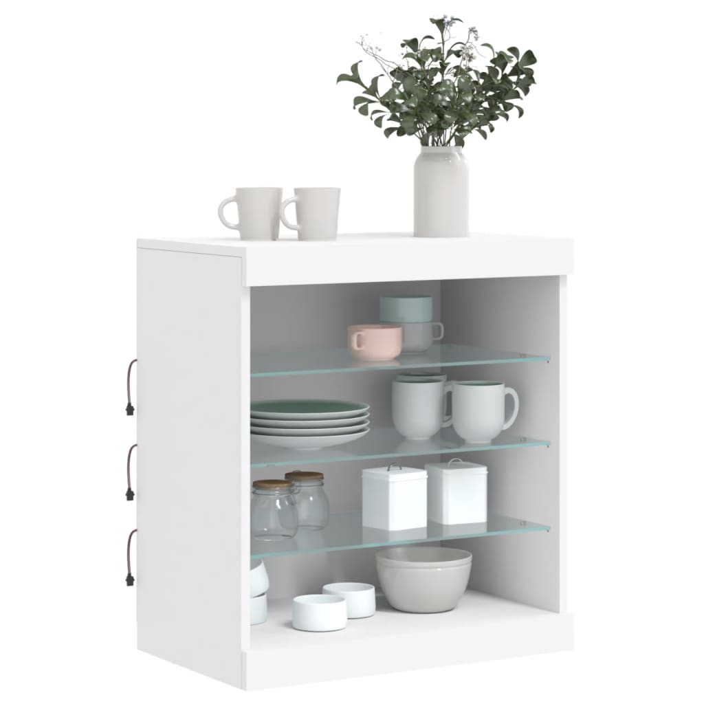 Buffet avec lumières LED blanc 60,5x37x67 cm - Buffets & bahuts