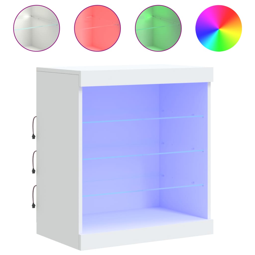 Buffet avec lumières LED blanc 60,5x37x67 cm - Buffets & bahuts