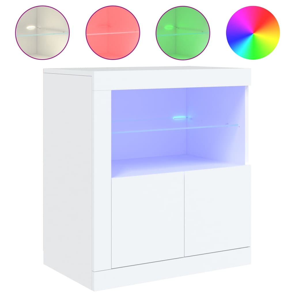 Buffet avec lumières LED blanc 60,5x37x67 cm - Buffets & bahuts