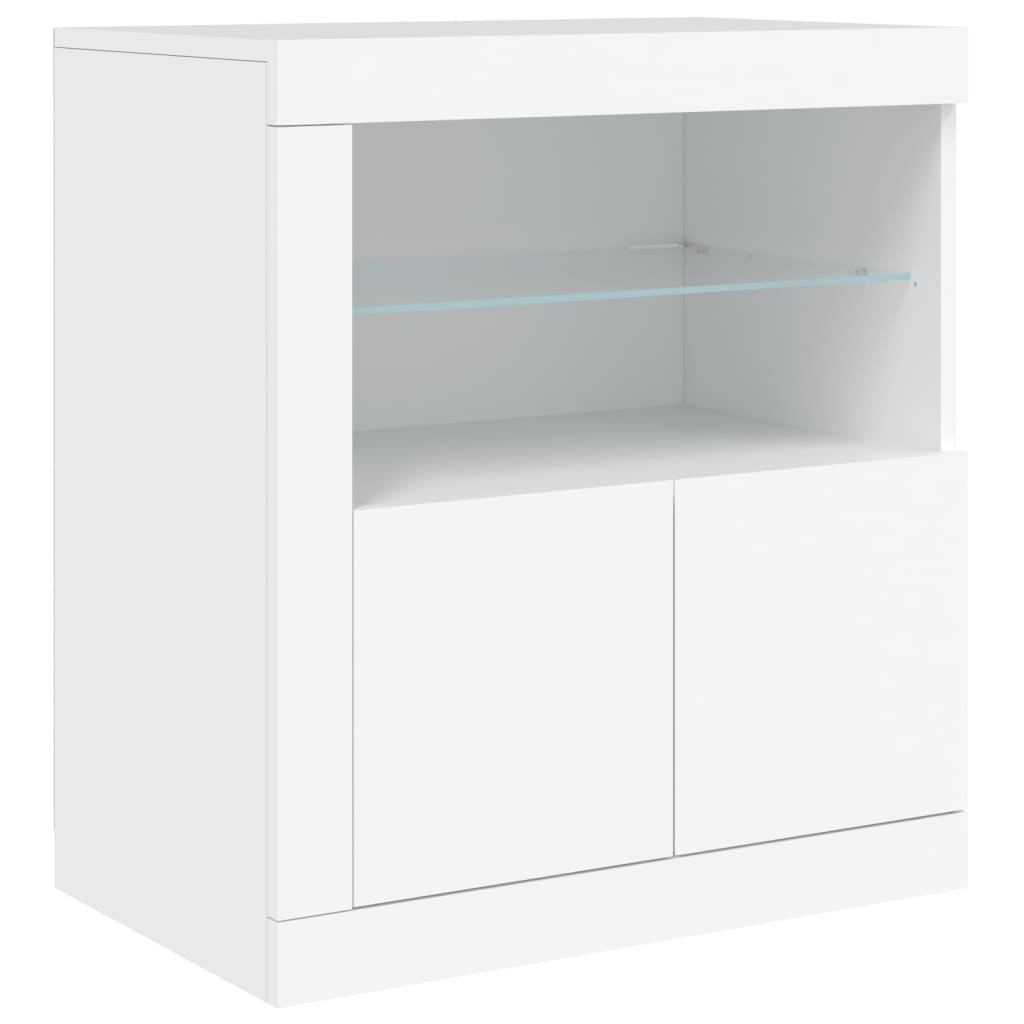 Buffet avec lumières LED blanc 60,5x37x67 cm - Buffets & bahuts