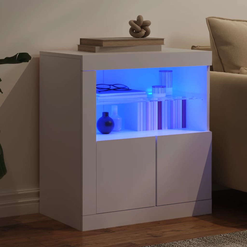 Buffet avec lumières LED blanc 60,5x37x67 cm - Buffets & bahuts