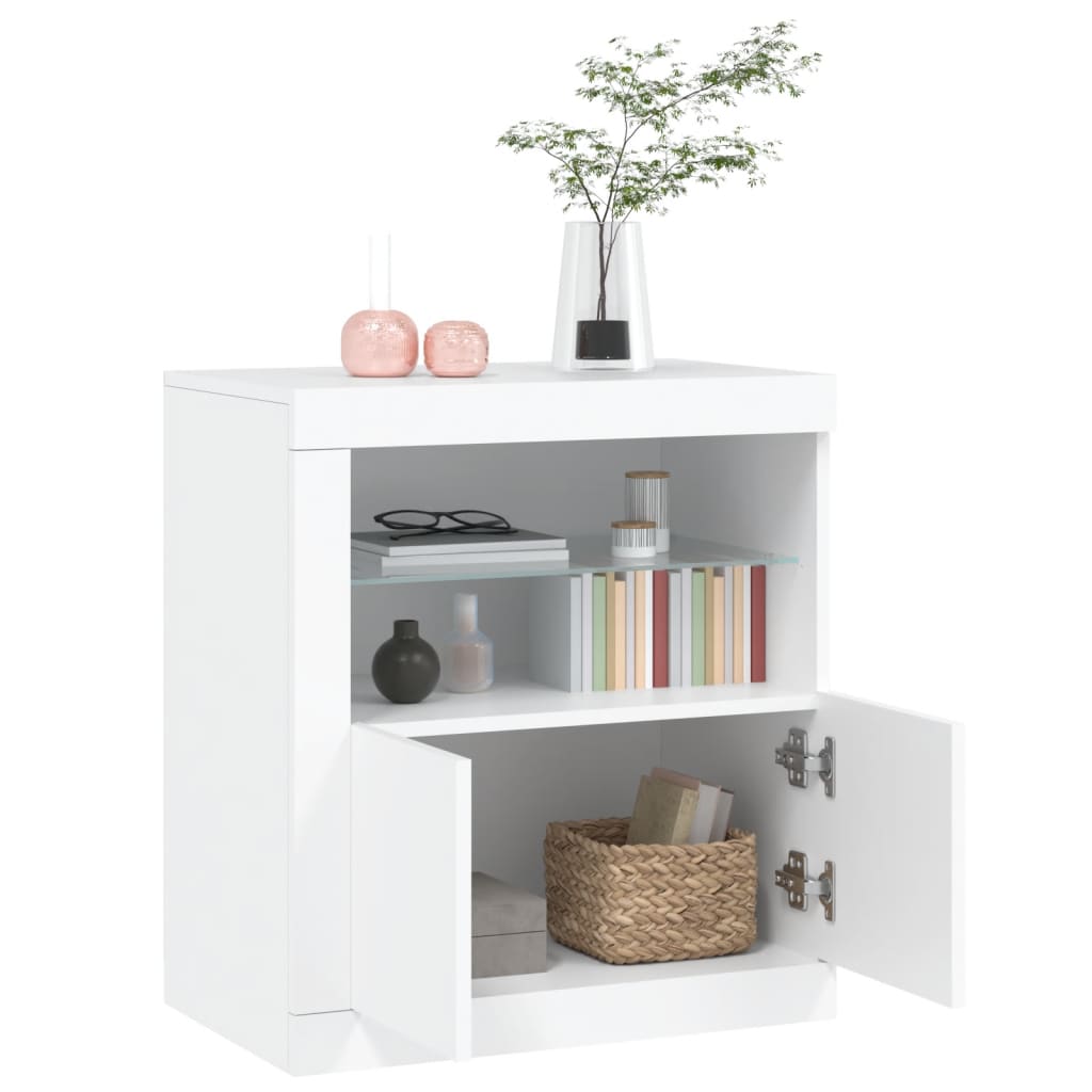 Buffet avec lumières LED blanc 60,5x37x67 cm - Buffets & bahuts
