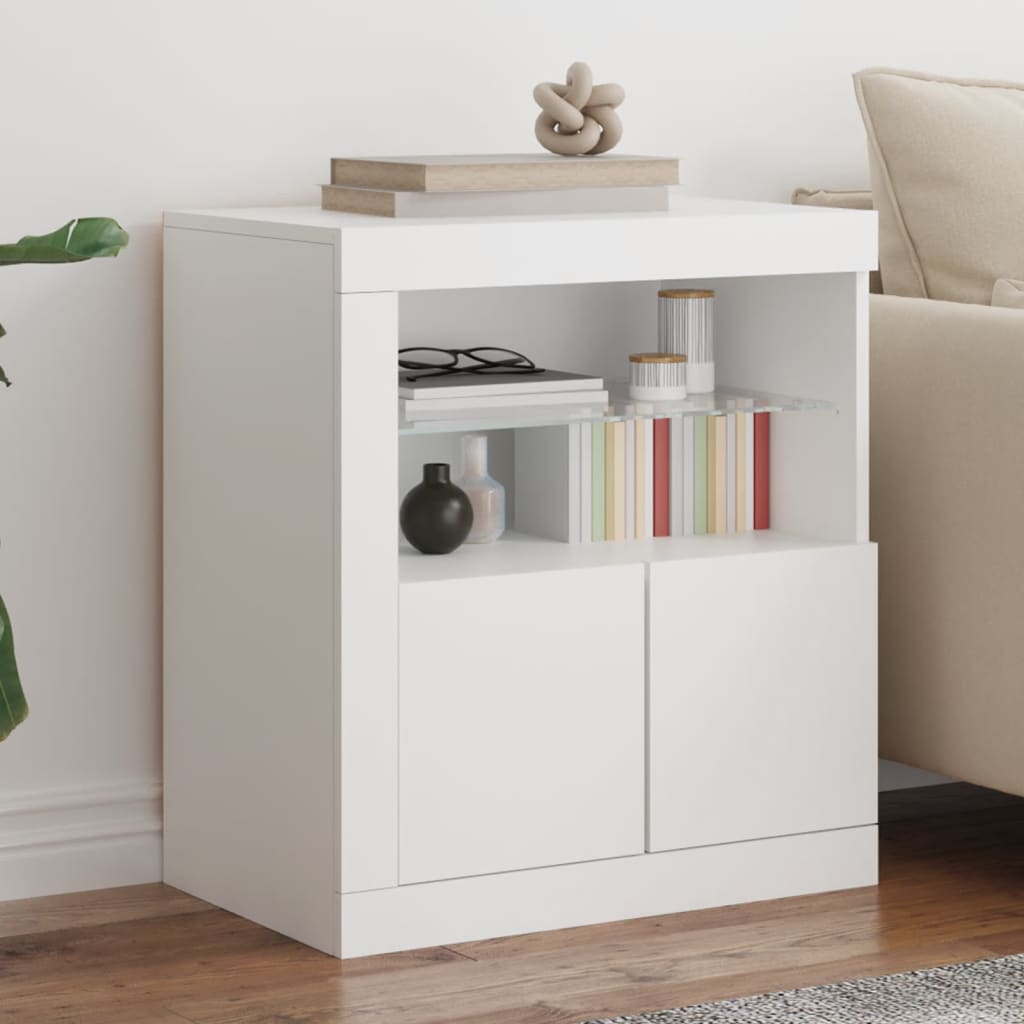 Buffet avec lumières LED blanc 60,5x37x67 cm - Buffets & bahuts