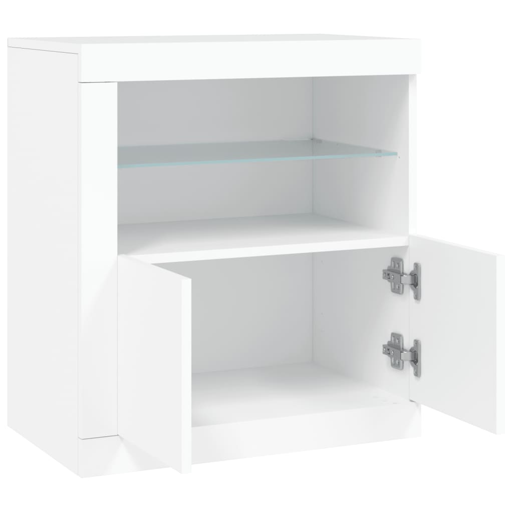 Buffet avec lumières LED blanc 60,5x37x67 cm - Buffets & bahuts