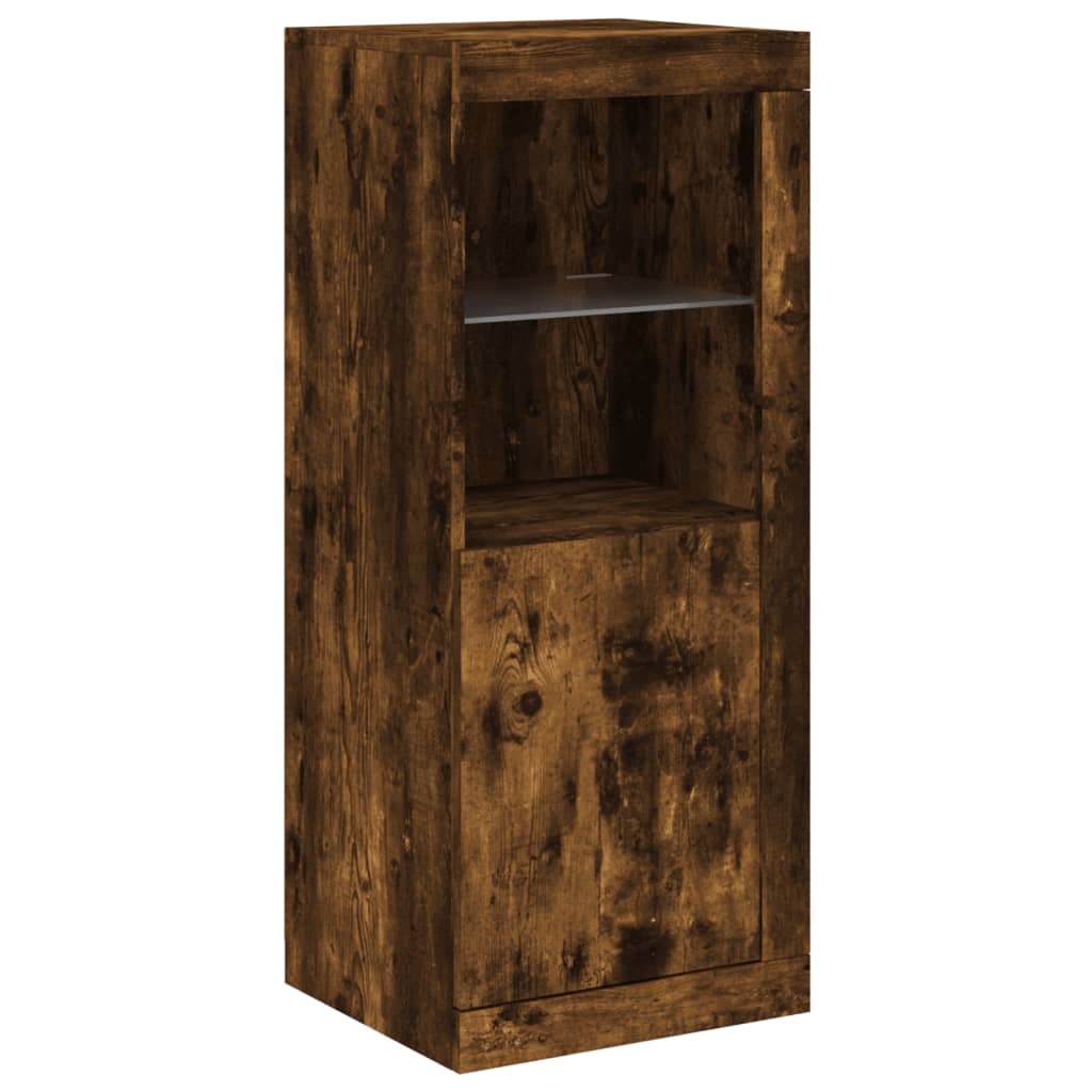 Buffet avec lumières LED chêne fumé 41x37x100 cm - Buffets & bahuts