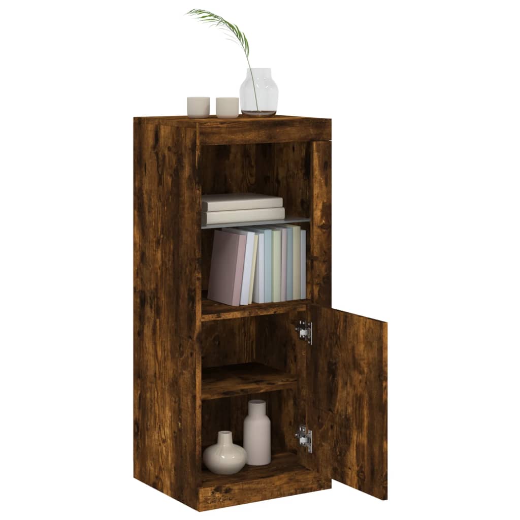 Buffet avec lumières LED chêne fumé 41x37x100 cm - Buffets & bahuts