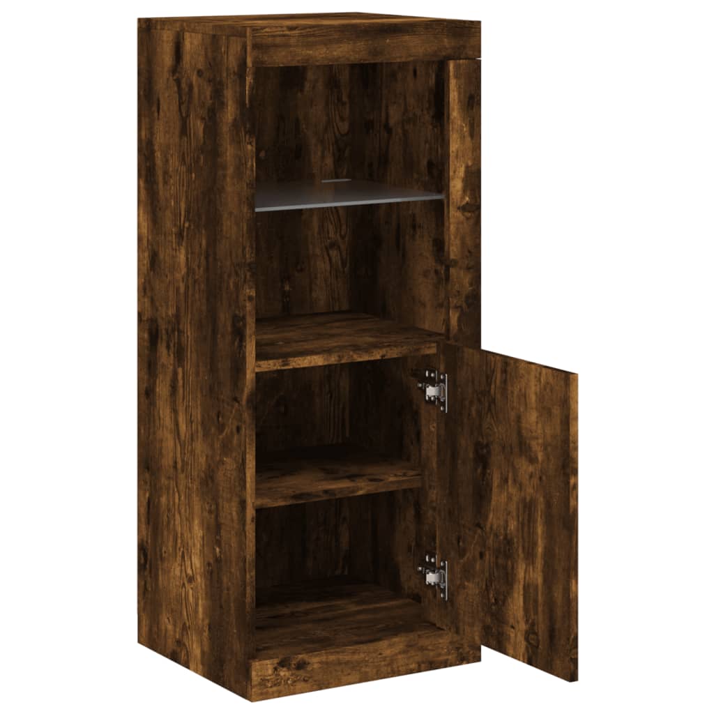 Buffet avec lumières LED chêne fumé 41x37x100 cm - Buffets & bahuts