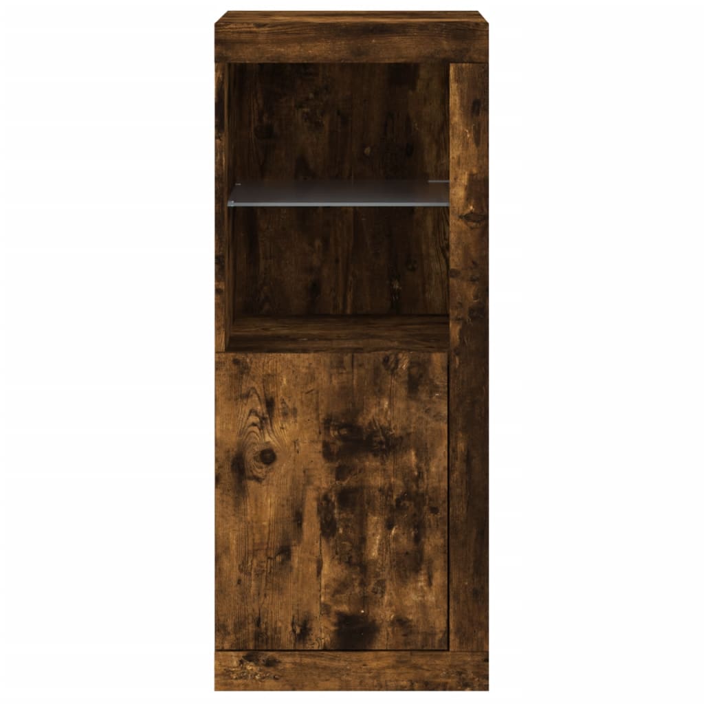 Buffet avec lumières LED chêne fumé 41x37x100 cm - Buffets & bahuts