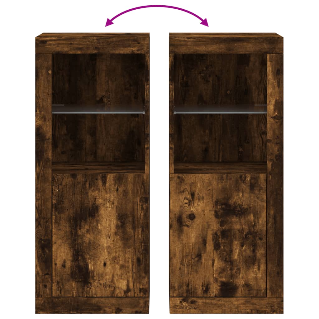 Buffet avec lumières LED chêne fumé 41x37x100 cm - Buffets & bahuts