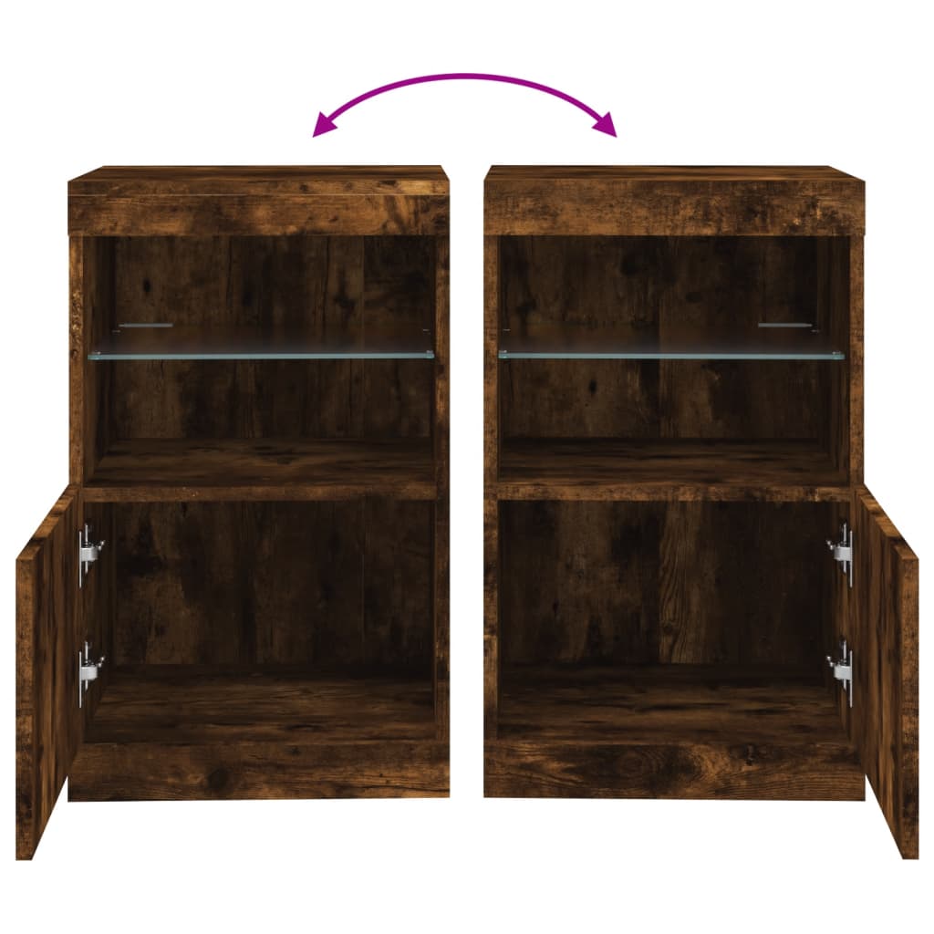 Buffet avec lumières LED chêne fumé 41x37x67 cm - Buffets & bahuts