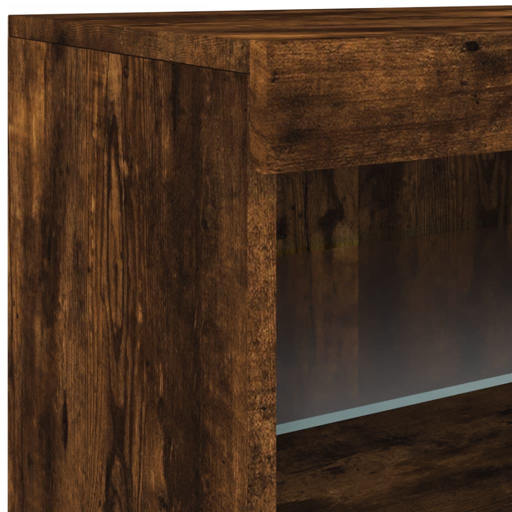Buffet avec lumières LED chêne fumé 41x37x67 cm - Buffets & bahuts
