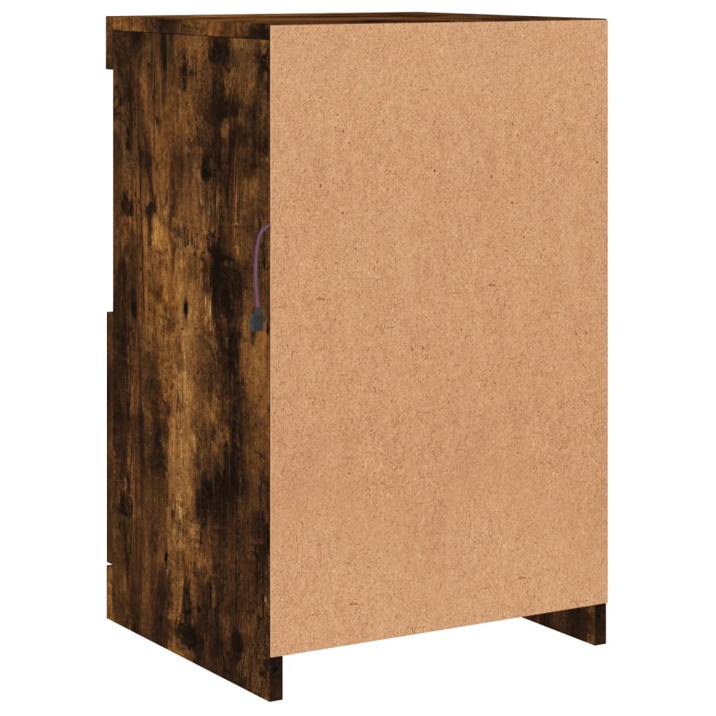 Buffet avec lumières LED chêne fumé 41x37x67 cm - Buffets & bahuts